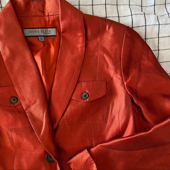 VINTAGE ANNE KLEIN - Silk Jacket in Copper/Orange - Picture 3 of 3